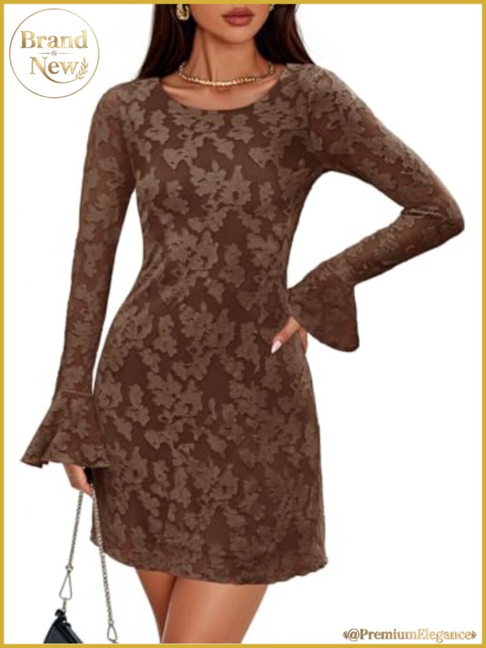 Women's Long Sleeve Floral Mesh Bodycon Mini Dress